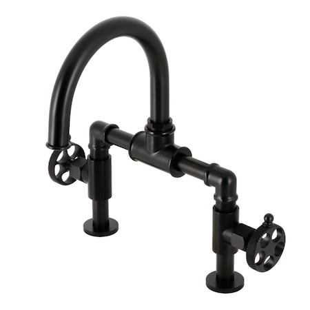Kingston Brass KS2170RKX Bridge Bathroom Faucet with Push Pop-Up, Matte Black KS2170RKX